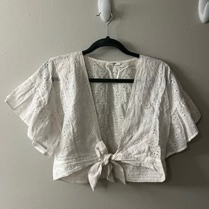 white eyelet crop top - size M